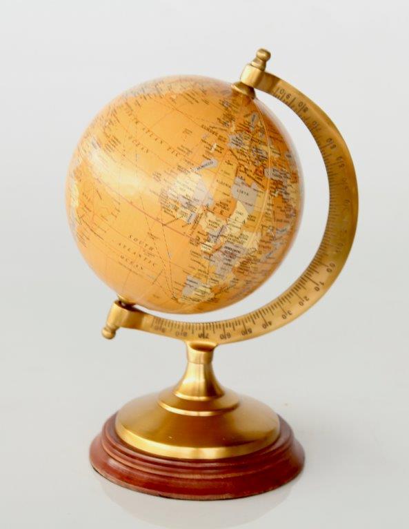 Small Brass & Mustard World Globe